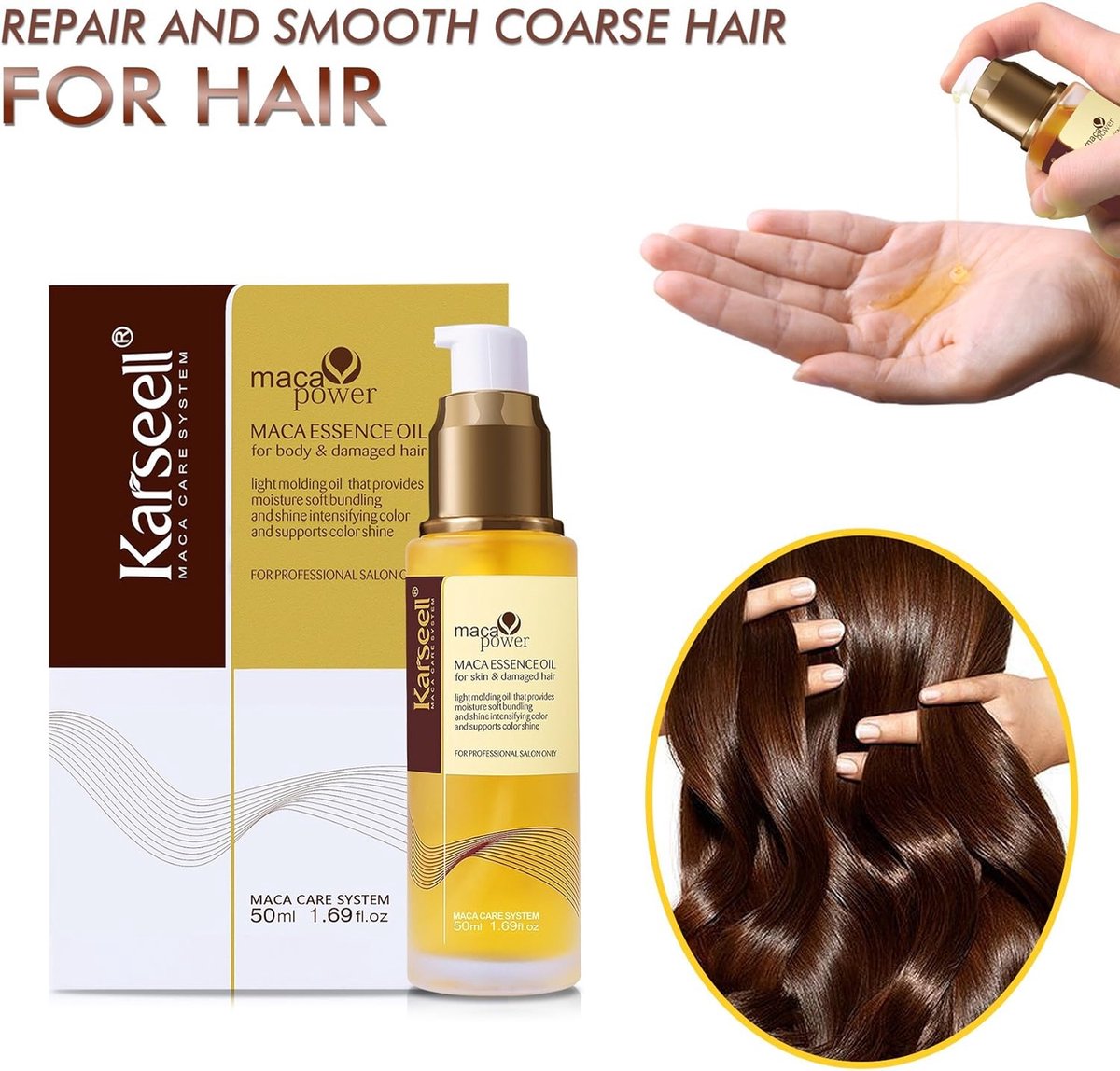 Karseell Maca Essentie Olie Voor Lichaam & Beschadigd Haar