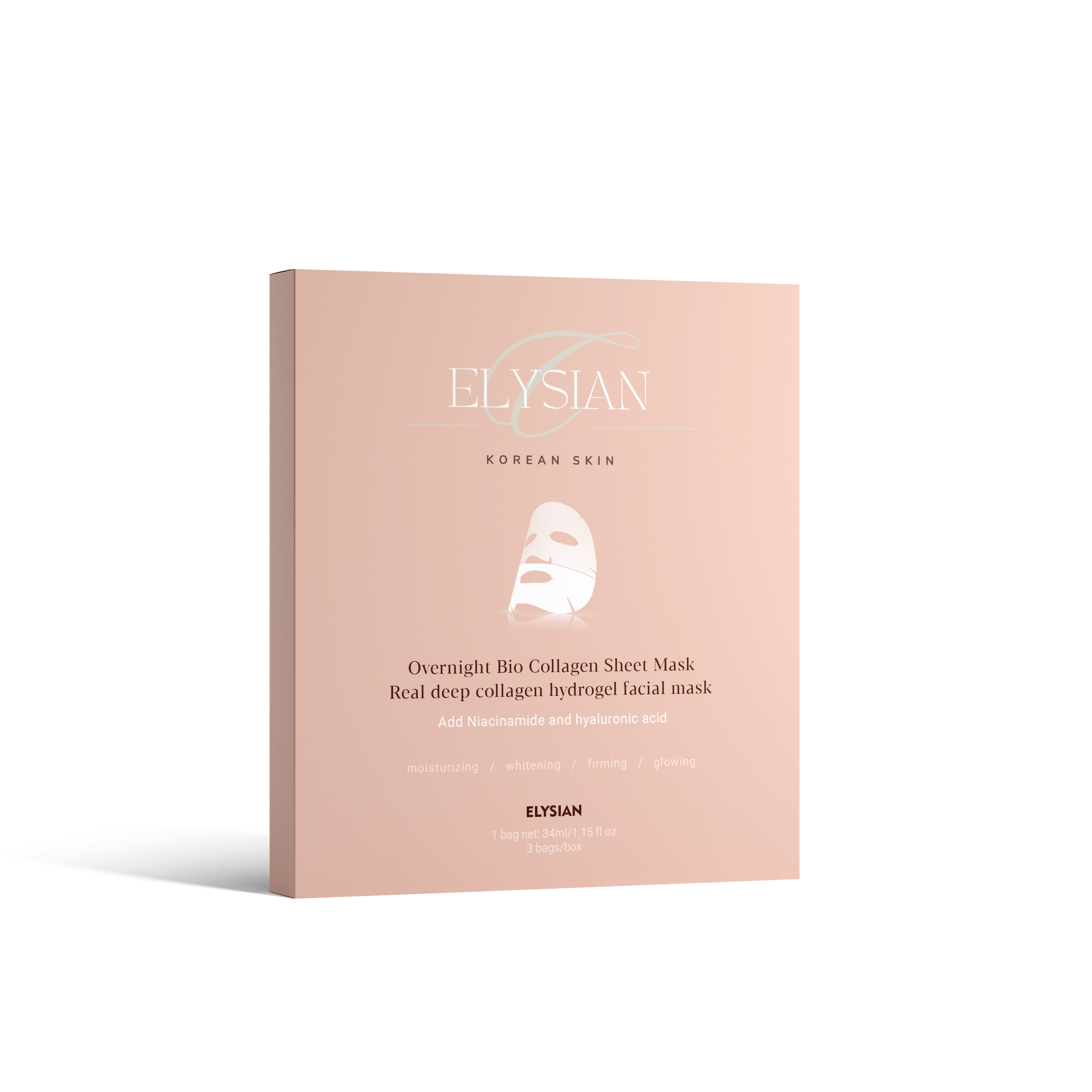 Elysian Korean Skin Bio-Collageen Masker - Set van 3 maskers