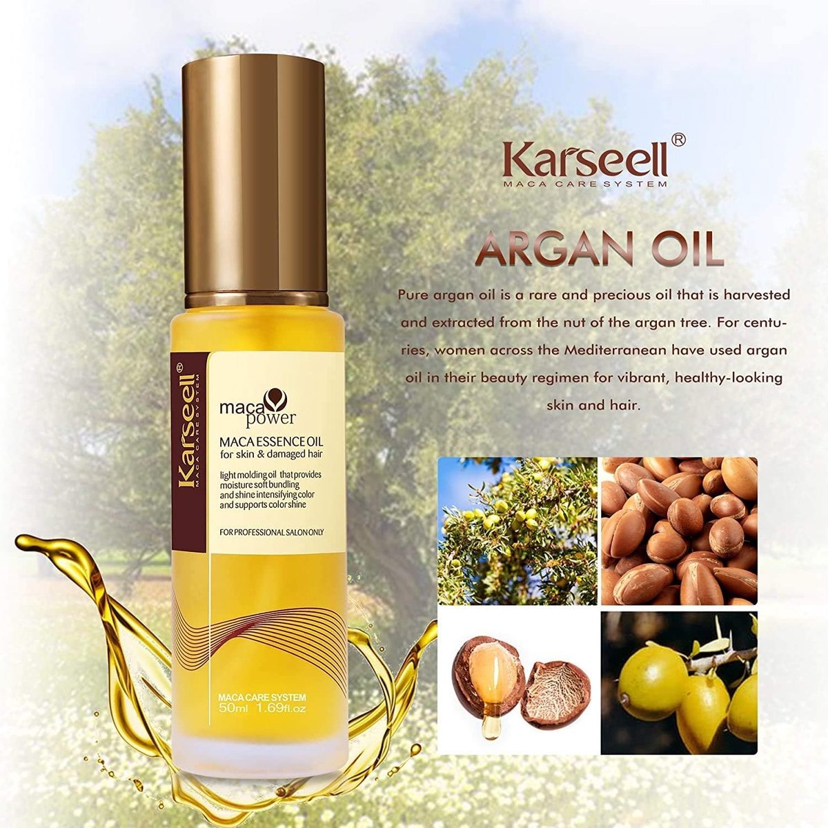 Karseell Maca Essentie Olie Voor Lichaam & Beschadigd Haar