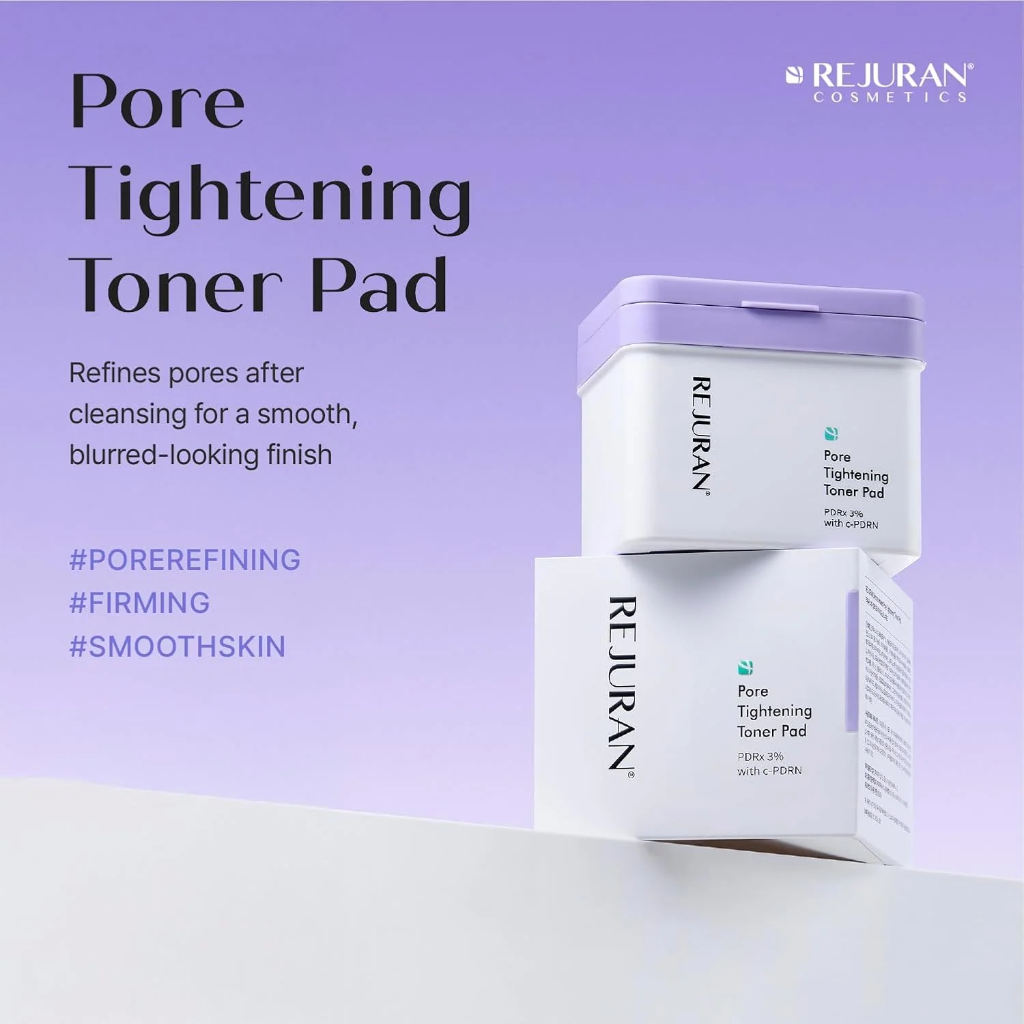 REJURAN Pore Tightening Toner Pad, Pdrx 3% met Dot C Pdrn Dagelijkse Porie Reiniging & Cooling Care Pads voor Olie Vochtbalans en gladder uitziende huid. 60 Count