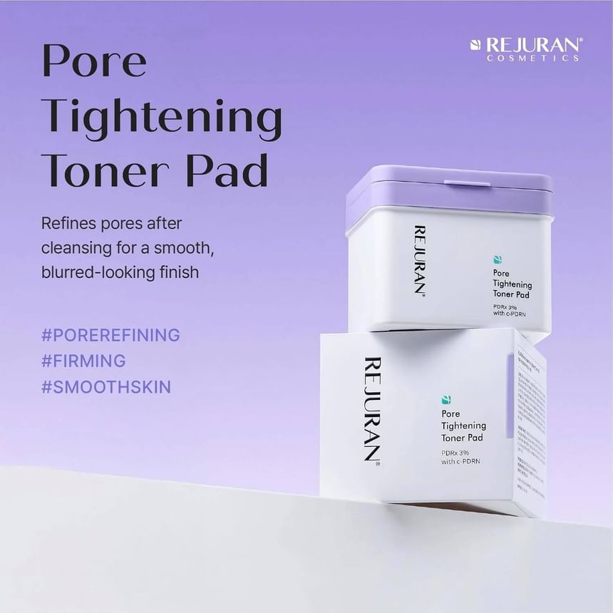 REJURAN Pore Tightening Toner Pad, Pdrx 3% met Dot C Pdrn Dagelijkse Porie Reiniging & Cooling Care Pads voor Olie Vochtbalans en gladder uitziende huid. 60 Count