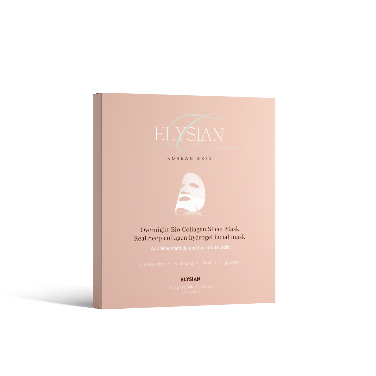 Elysian Korean Skin Bio-Collageen Masker - Set van 3 maskers