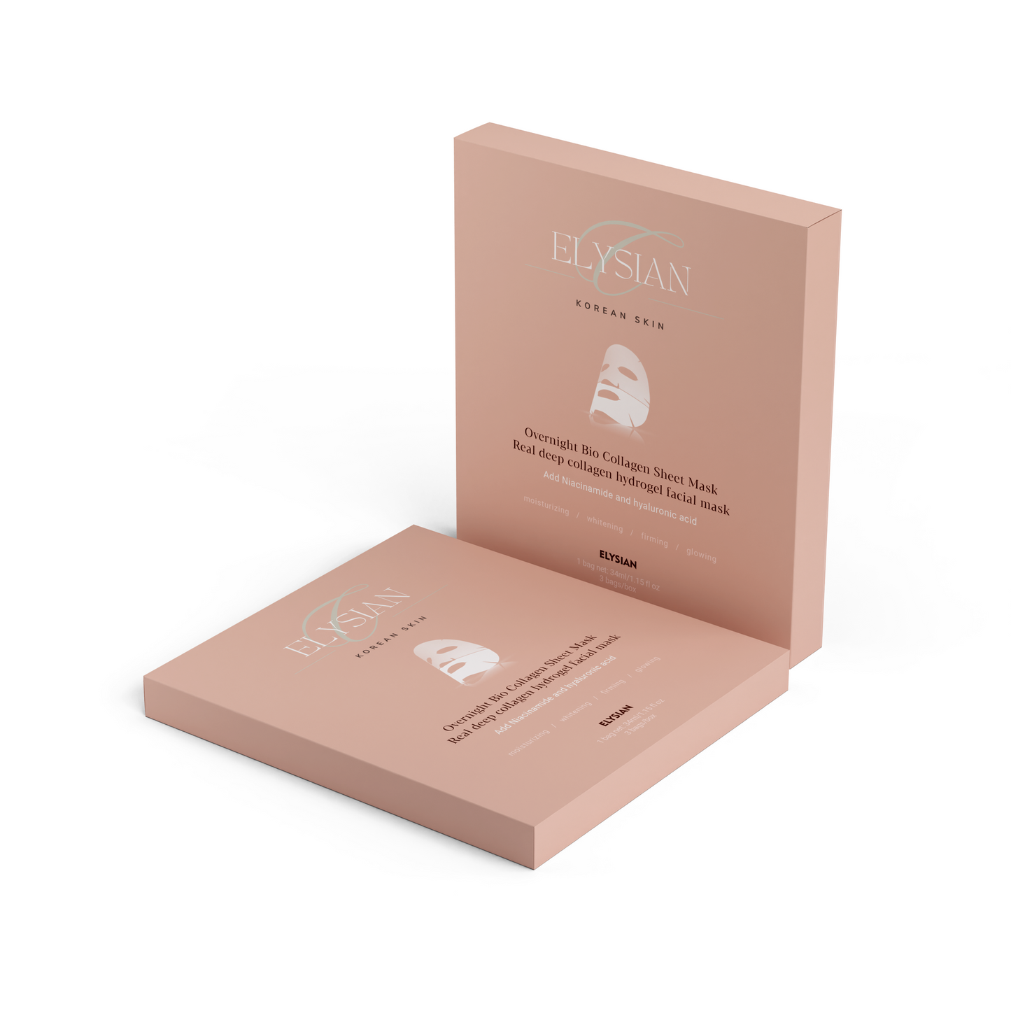 Elysian Korean Skin Bio-Collageen Masker - Set van 3 maskers